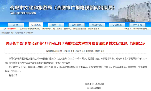 2022年度合肥市乡村文旅网红打卡点公示